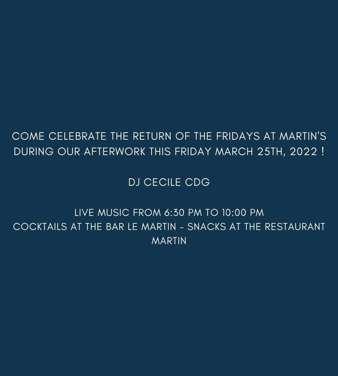 See you Friday at Restaurant Martin Paris!